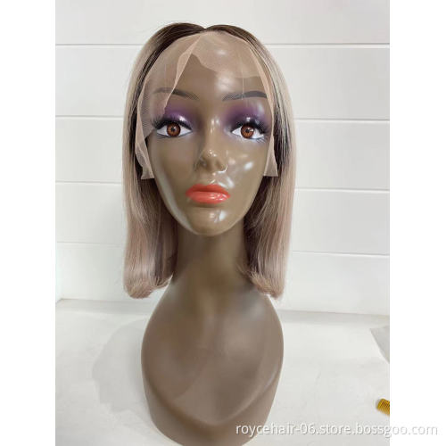 8 10 12 14 Inch Short  Brazilian Natural Remy 100% Human Hair 150% 180% Density  Lace Frontal Glueless Body Wave Purple Bob wigs